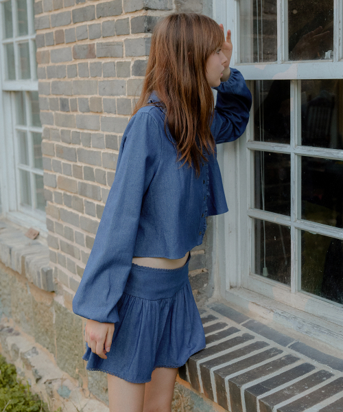 LETTER FROM MOON(レターフロムムーン)の「ポイレースデニムスカート(中青)(スカート・レディース・その他・SMALL/MEDIUM)」の3枚目の写真
