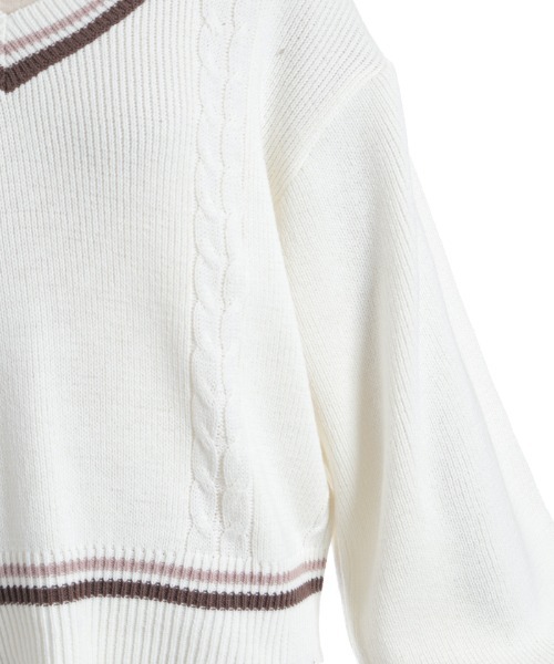 axes femme（アクシーズファム）の「ケーブルチルデンニットプルオーバー（ニット/セーター・レディース・キナリ/ダークブラウン/チャコール・FREE）」の9枚目の写真