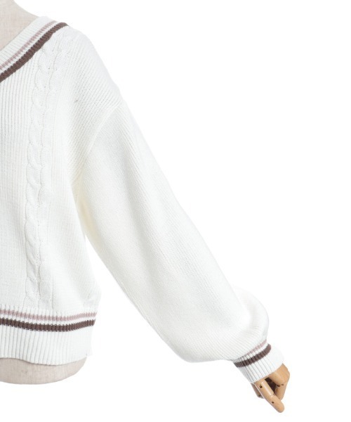 axes femme（アクシーズファム）の「ケーブルチルデンニットプルオーバー（ニット/セーター・レディース・キナリ/ダークブラウン/チャコール・FREE）」の11枚目の写真