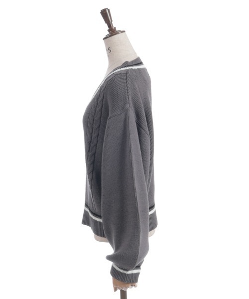 axes femme（アクシーズファム）の「ケーブルチルデンニットプルオーバー（ニット/セーター・レディース・キナリ/ダークブラウン/チャコール・FREE）」の13枚目の写真