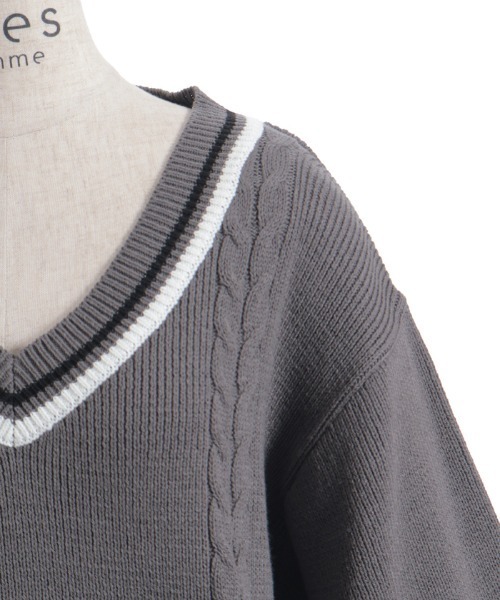 axes femme（アクシーズファム）の「ケーブルチルデンニットプルオーバー（ニット/セーター・レディース・キナリ/ダークブラウン/チャコール・FREE）」の17枚目の写真