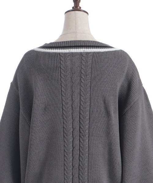 axes femme（アクシーズファム）の「ケーブルチルデンニットプルオーバー（ニット/セーター・レディース・キナリ/ダークブラウン/チャコール・FREE）」の18枚目の写真