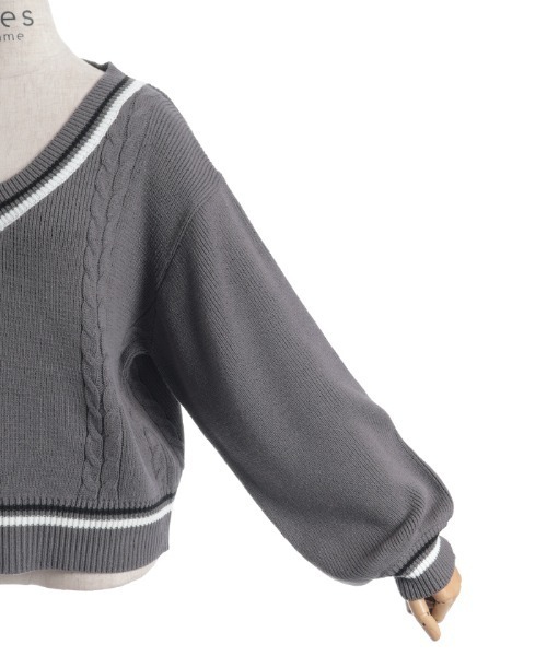 axes femme（アクシーズファム）の「ケーブルチルデンニットプルオーバー（ニット/セーター・レディース・キナリ/ダークブラウン/チャコール・FREE）」の20枚目の写真