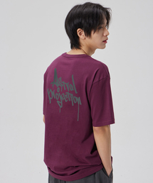 [ファングラフィティレタリングロゴ]コットンルーズフィット半袖Tシャツ_プラムパープル