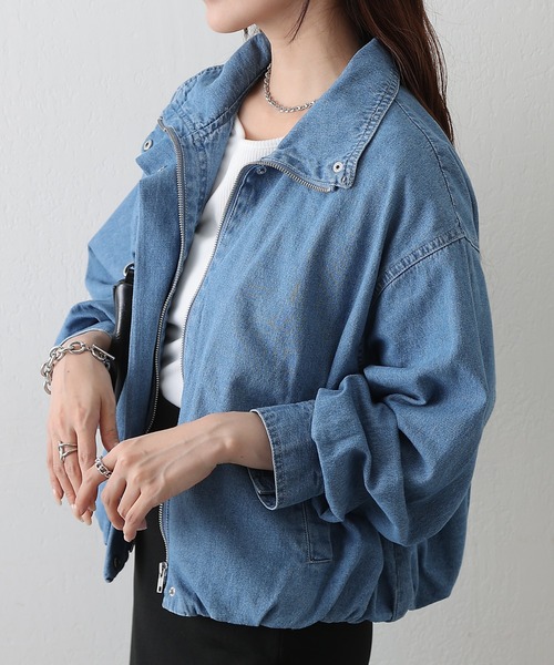 COLONY 2139(コロニートゥーワンスリーナイン)の「8ozデニムスタンドブルゾン(ブルゾン・レディース・ブルー/ネイビー・FREE)」の1枚目の写真