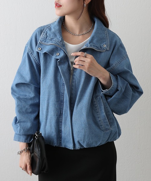 COLONY 2139(コロニートゥーワンスリーナイン)の「8ozデニムスタンドブルゾン(ブルゾン・レディース・ブルー/ネイビー・FREE)」の20枚目の写真