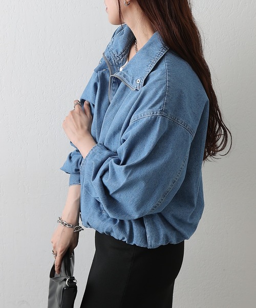 COLONY 2139(コロニートゥーワンスリーナイン)の「8ozデニムスタンドブルゾン(ブルゾン・レディース・ブルー/ネイビー・FREE)」の21枚目の写真