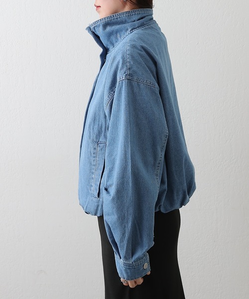 COLONY 2139(コロニートゥーワンスリーナイン)の「8ozデニムスタンドブルゾン(ブルゾン・レディース・ブルー/ネイビー・FREE)」の3枚目の写真