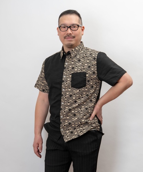 garsonwave（ギャルソンウェーブ）の「ぎゃるそんうぇいぶ 日本製 和風 猫柄 レギュラーカラー 半袖 シャツ(GW)（シャツ/ブラウス・メンズ・B/G/I/C/D/E/F/H/J/A/L/M/N/R/O/S/K/Q・L/M）」の8枚目の写真