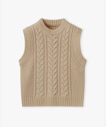 WOOL KNIT VEST_BEIGE