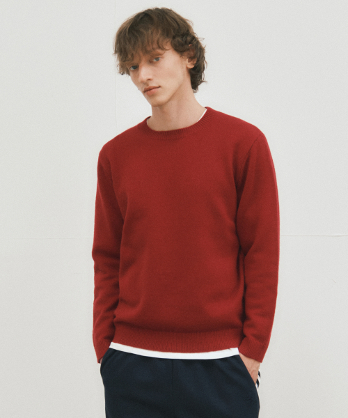 WEDNESDAY OASIS（ウェンズデーオアシス）の「アータムファブリックウールブレンドニット_RED(WC25-KN59)（ニット/セーター・メンズ・レッド・MEDIUM/LARGE）」の3枚目の写真