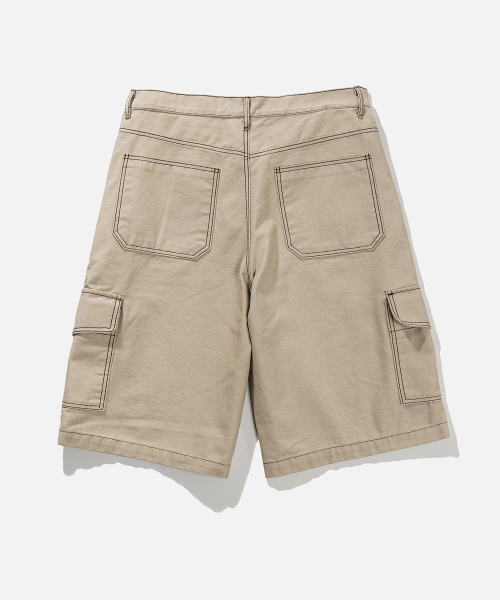 VASTIC(バスティック)の「ワイドカーゴデニムバミューダパンツ_ベージュ(その他パンツ・メンズ・その他・LARGE/MEDIUM/X-LARGE)」の3枚目の写真