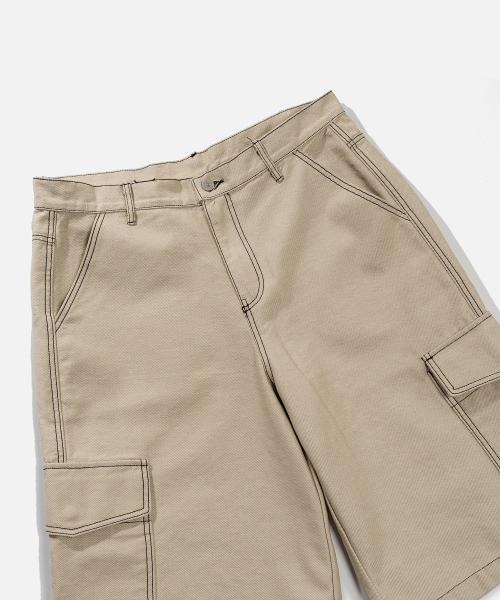 VASTIC(バスティック)の「ワイドカーゴデニムバミューダパンツ_ベージュ(その他パンツ・メンズ・その他・LARGE/MEDIUM/X-LARGE)」の5枚目の写真