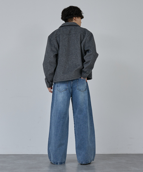 AH ABAHOUSE（エーエイチアバハウス）の「CROPPED DOUBLE ZIP-UP SHAGGY BLOUSON / クロップドダブルジップアップシャギーブルゾン（ブルゾン・メンズ・ブラック/チャコールグレー・46/48/44）」の5枚目の写真