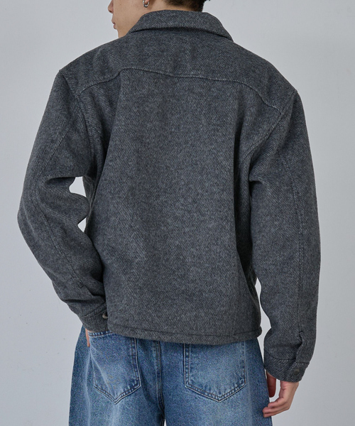 AH ABAHOUSE（エーエイチアバハウス）の「CROPPED DOUBLE ZIP-UP SHAGGY BLOUSON / クロップドダブルジップアップシャギーブルゾン（ブルゾン・メンズ・ブラック/チャコールグレー・46/48/44）」の7枚目の写真