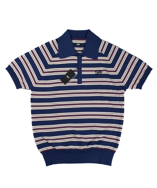 TMT(ティーエムティー)の「【TMT/ティーエムティー】DRY KNIT BORDER POLO SHIRTS(ポロシャツ・メンズ・ネイビー/オレンジ/グリーン/ブラック・X-LARGE/LARGE/MEDIUM)」の2枚目の写真
