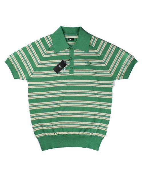 TMT DRY KNIT BORDER POLO SHIRTS — поло в полоску из дышащего трикотажа