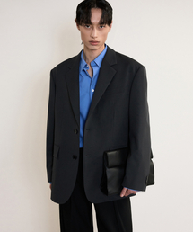TNGT（ティーエヌジーティー）の「Oversize Single Breasted Jacket (Dark Gray) TNJA5E100G2（テーラードジャケット）」