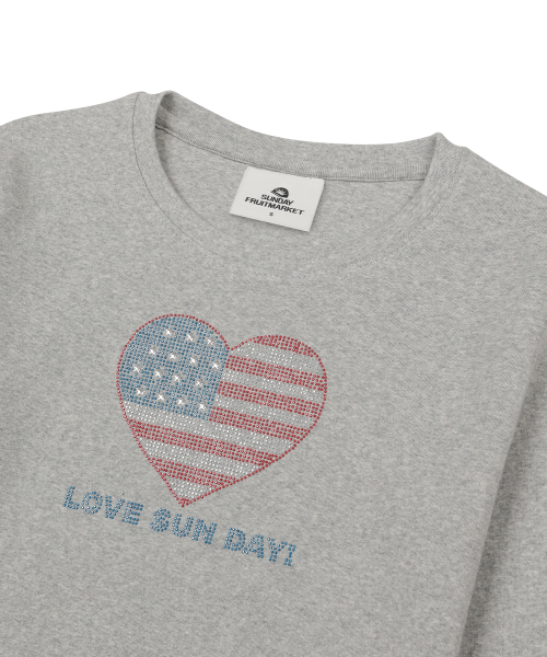 SUNDAY FRUIT MARKET(サンデーフルーツマーケット)の「W) HEART BLING LS TEE GRAY(Tシャツ/カットソー・レディース・その他・SMALL/MEDIUM)」の3枚目の写真