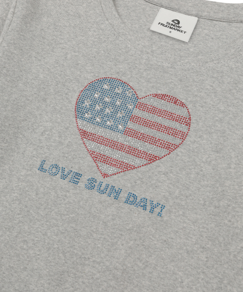 SUNDAY FRUIT MARKET(サンデーフルーツマーケット)の「W) HEART BLING LS TEE GRAY(Tシャツ/カットソー・レディース・その他・SMALL/MEDIUM)」の4枚目の写真