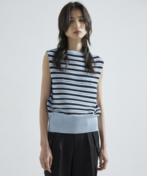 REFLECTIVE STRIPE KNIT VEST [S.BLUE]