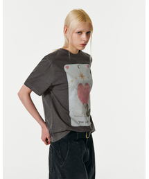 CURRENT（カレント）の「THE LOVERS TAROT PIGMENT T-SHIRT [CHARCOAL]（Tシャツ/カットソー）」