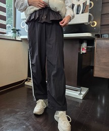 ウエストフリル サイドライン ワイド トラックパンツ