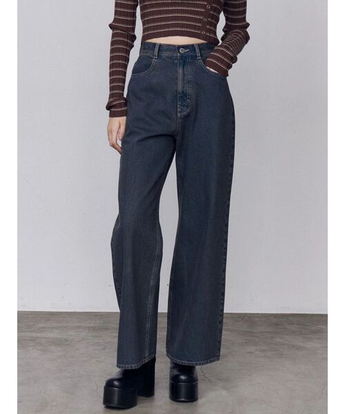 EMODA（エモダ）の「ミッドワイドジャストウエストジーンズ（デニムパンツ・レディース・ブルー/インディゴブルー/ベージュ・MEDIUM/SMALL）」の22枚目の写真