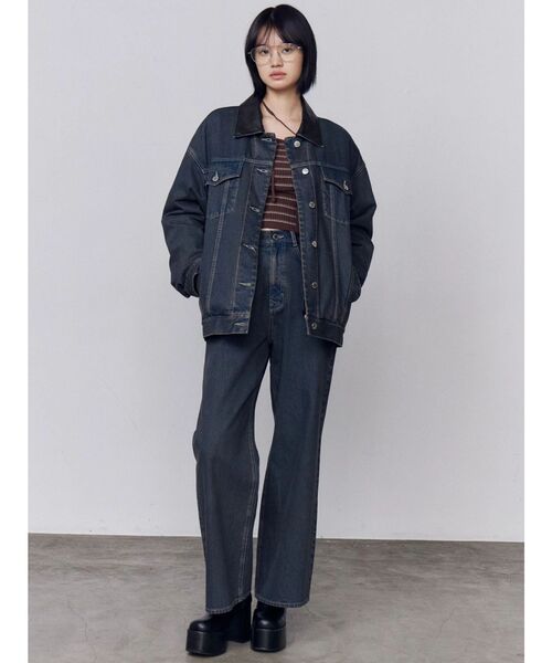 EMODA（エモダ）の「ミッドワイドジャストウエストジーンズ（デニムパンツ・レディース・ブルー/インディゴブルー/ベージュ・MEDIUM/SMALL）」の20枚目の写真