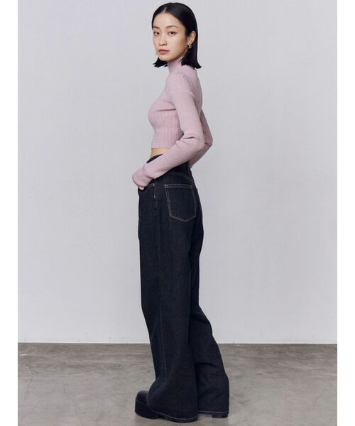 EMODA（エモダ）の「ミッドワイドジャストウエストジーンズ（デニムパンツ・レディース・ブルー/インディゴブルー/ベージュ・MEDIUM/SMALL）」の20枚目の写真