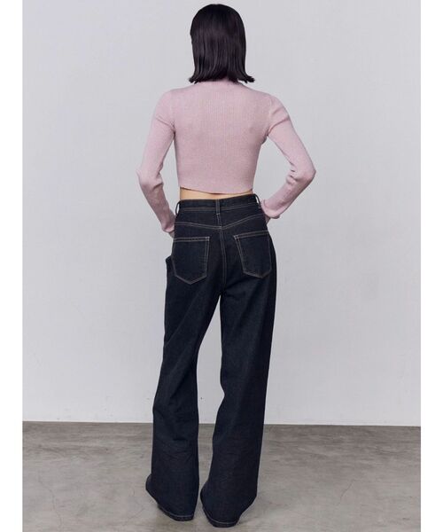 EMODA（エモダ）の「ミッドワイドジャストウエストジーンズ（デニムパンツ・レディース・ブルー/インディゴブルー/ベージュ・MEDIUM/SMALL）」の19枚目の写真