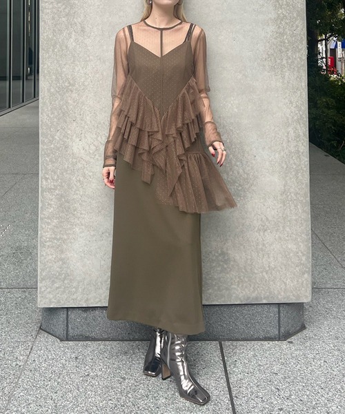スーツ・フォーマル・ドレス Tulle Frill Top Set Dress AMERI TULLE