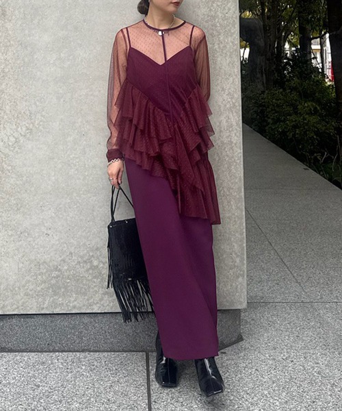 スーツ・フォーマル・ドレス Tulle Frill Top Set Dress AMERI TULLE