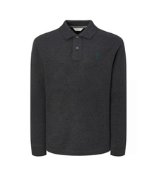 [アイコニック] チャコール長袖ピケポロシャツ