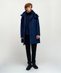 SOLEW（ソル）の「Angora Blended Detachable Hooded Coat_Blue（チェスターコート）」