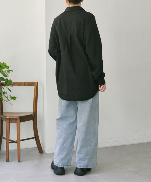 ear PAPILLONNER（イアパピヨネ）の「スウェット切替シャツ【SUM1 STYLE】（シャツ/ブラウス・レディース・ブラック/ライトベージュ・FREE）」の17枚目の写真