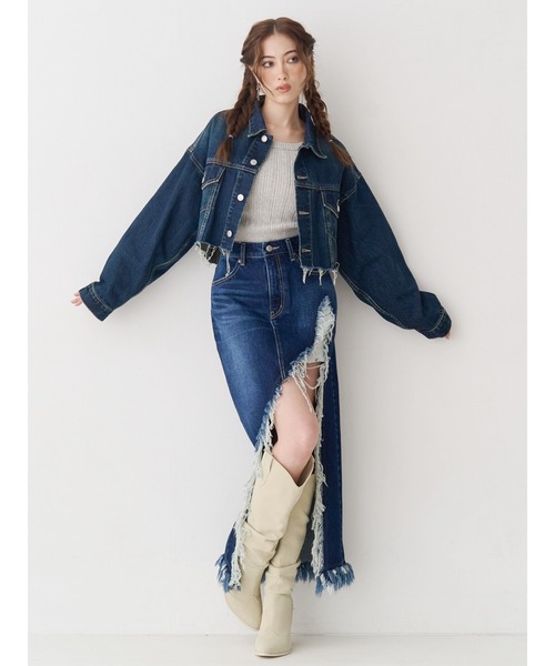 EVRIS(エヴリス)の「ダメージスリットロングデニムスカート【セットアップ着用可能】(デニムスカート・レディース・グレー/インディゴブルー/ブルー・MEDIUM/SMALL)」の18枚目の写真