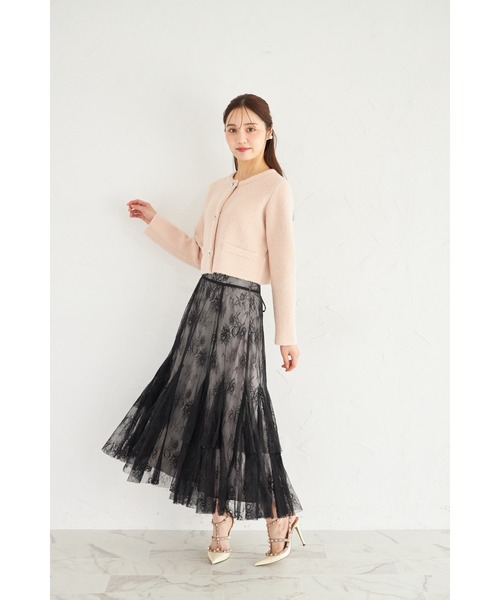 tocco closet（トッコ　クローゼット）の「パール＆ビジュー付きニットジャケット（ノーカラージャケット・レディース・オフホワイト/グレー/ピンク・M）」の6枚目の写真