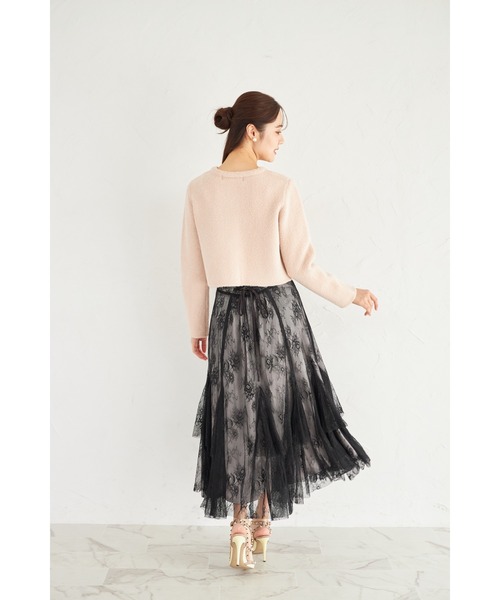 tocco closet（トッコ　クローゼット）の「パール＆ビジュー付きニットジャケット（ノーカラージャケット・レディース・オフホワイト/グレー/ピンク・M）」の8枚目の写真