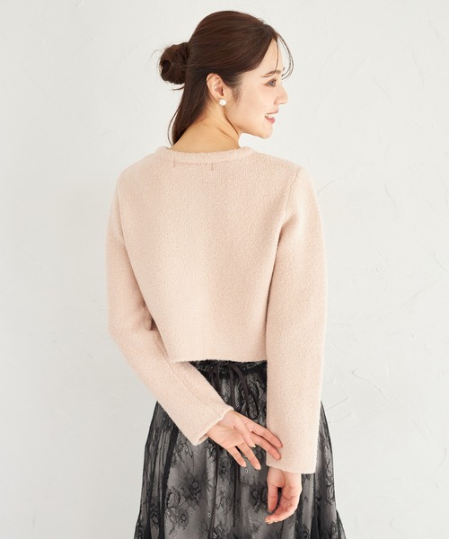 tocco closet（トッコ　クローゼット）の「パール＆ビジュー付きニットジャケット（ノーカラージャケット・レディース・オフホワイト/グレー/ピンク・M）」の11枚目の写真