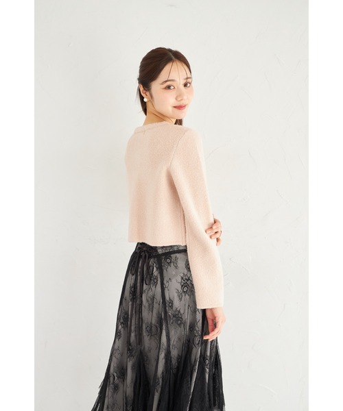 tocco closet（トッコ　クローゼット）の「パール＆ビジュー付きニットジャケット（ノーカラージャケット・レディース・オフホワイト/グレー/ピンク・M）」の10枚目の写真