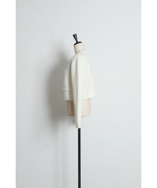 tocco closet（トッコ　クローゼット）の「パール＆ビジュー付きニットジャケット（ノーカラージャケット・レディース・オフホワイト/グレー/ピンク・M）」の15枚目の写真