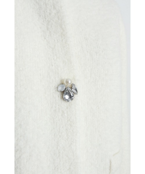 tocco closet（トッコ　クローゼット）の「パール＆ビジュー付きニットジャケット（ノーカラージャケット・レディース・オフホワイト/グレー/ピンク・M）」の21枚目の写真