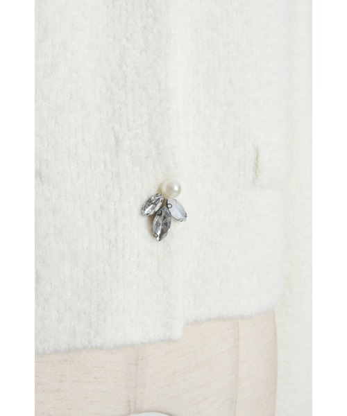 tocco closet（トッコ　クローゼット）の「パール＆ビジュー付きニットジャケット（ノーカラージャケット・レディース・オフホワイト/グレー/ピンク・M）」の22枚目の写真