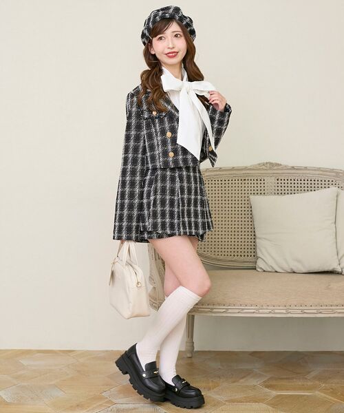 MAJESTIC LEGON（マジェスティックレゴン）の「レイヤードデザインツイードスカパン（その他パンツ・レディース・ホワイト系その他2/ブラック系その他・MEDIUM）」の7枚目の写真