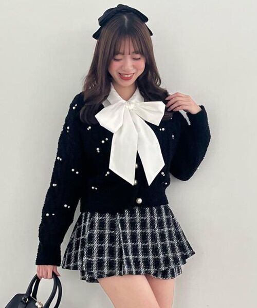 MAJESTIC LEGON（マジェスティックレゴン）の「レイヤードデザインツイードスカパン（その他パンツ・レディース・ホワイト系その他2/ブラック系その他・MEDIUM）」の11枚目の写真