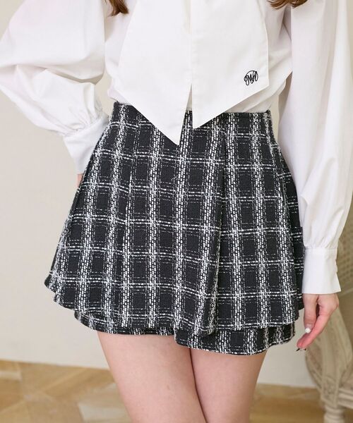 MAJESTIC LEGON（マジェスティックレゴン）の「レイヤードデザインツイードスカパン（その他パンツ・レディース・ホワイト系その他2/ブラック系その他・MEDIUM）」の15枚目の写真