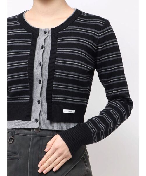 MURUA（ムルーア）の「レイヤードクロップドカーディガン（カーディガン/ボレロ・レディース・ブラウン/ブラック・FREE）」の20枚目の写真