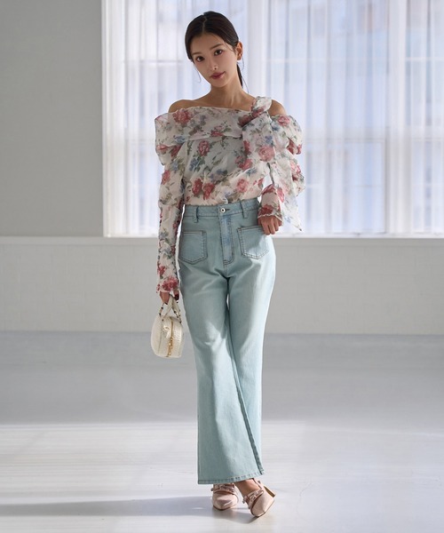 Seemi. byNICECLAUP（ シーミーバイナイスクラップ）の「【Seemi.】オフショルブラウス（シャツ/ブラウス・レディース・ピンク/ホワイト系その他/ドット・FREE）」の8枚目の写真