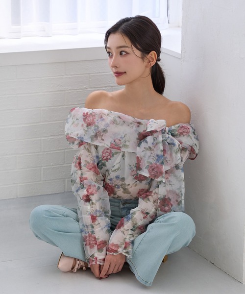 Seemi. byNICECLAUP（ シーミーバイナイスクラップ）の「【Seemi.】オフショルブラウス（シャツ/ブラウス・レディース・ピンク/ホワイト系その他/ドット・FREE）」の10枚目の写真